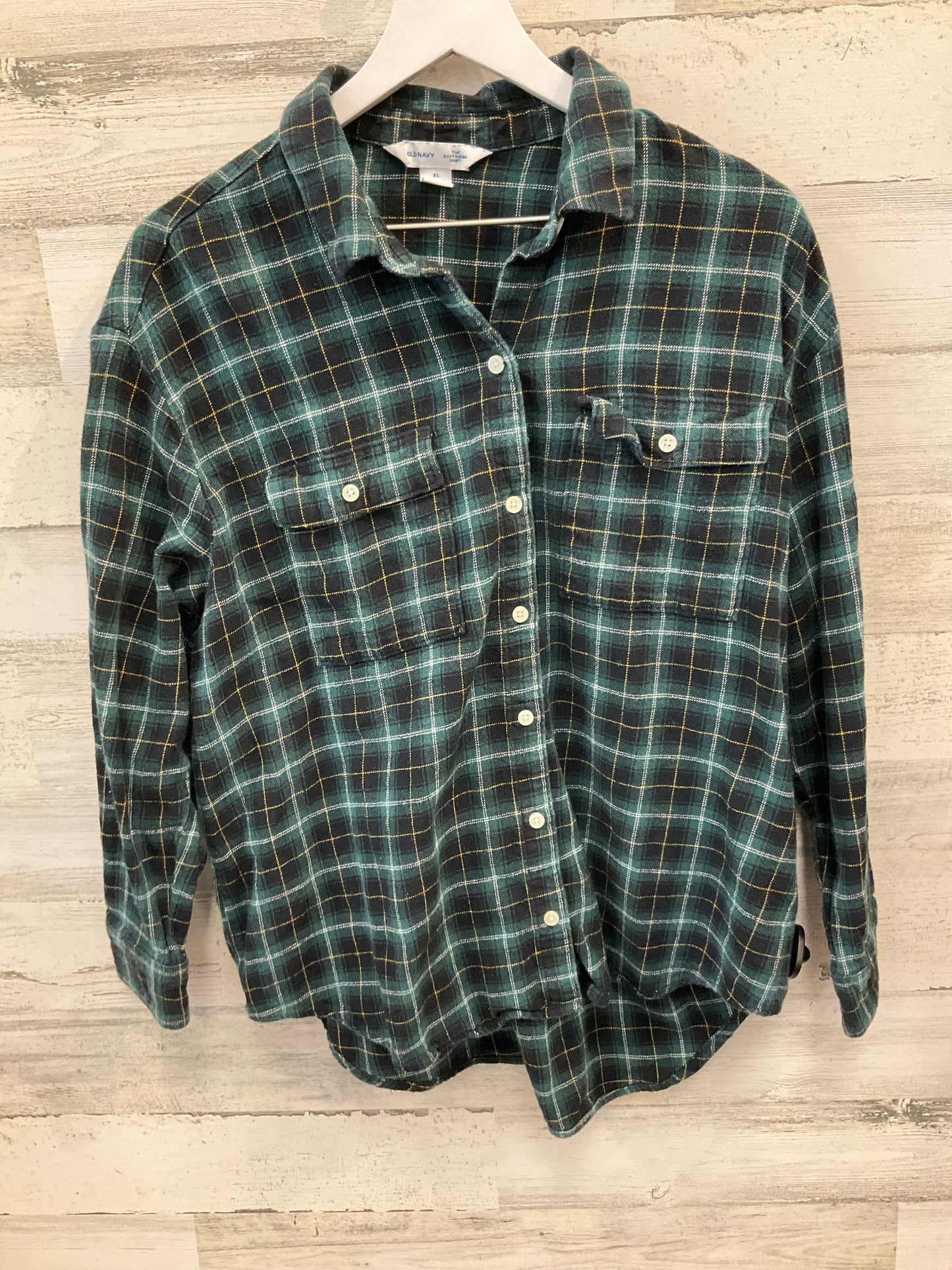 Top Long Sleeve By Old Navy In Plaid Pattern, Size: Xl