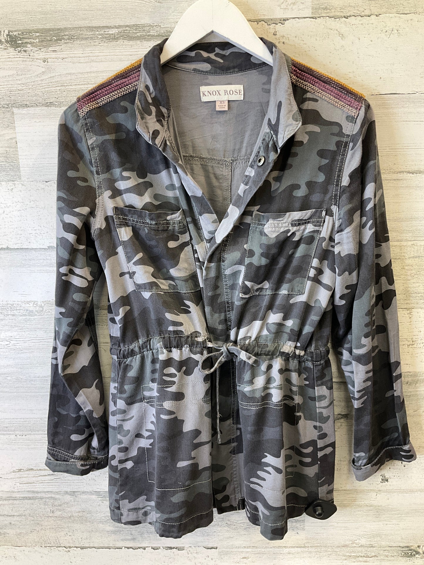 Jacket Utility By Knox Rose In Camouflage Print, Size: Xs