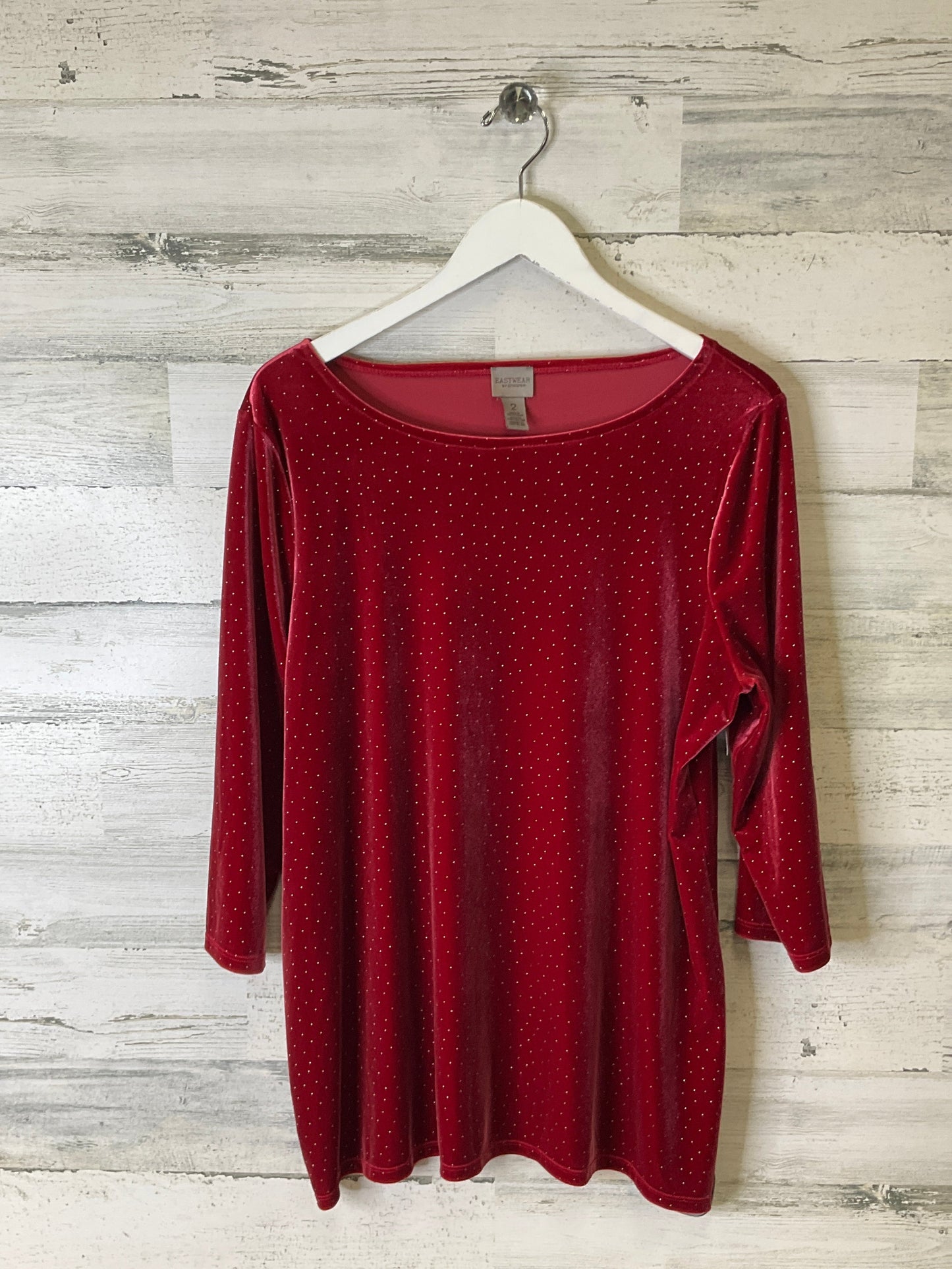 Top 3/4 Sleeve By Chicos In Red, Size: L