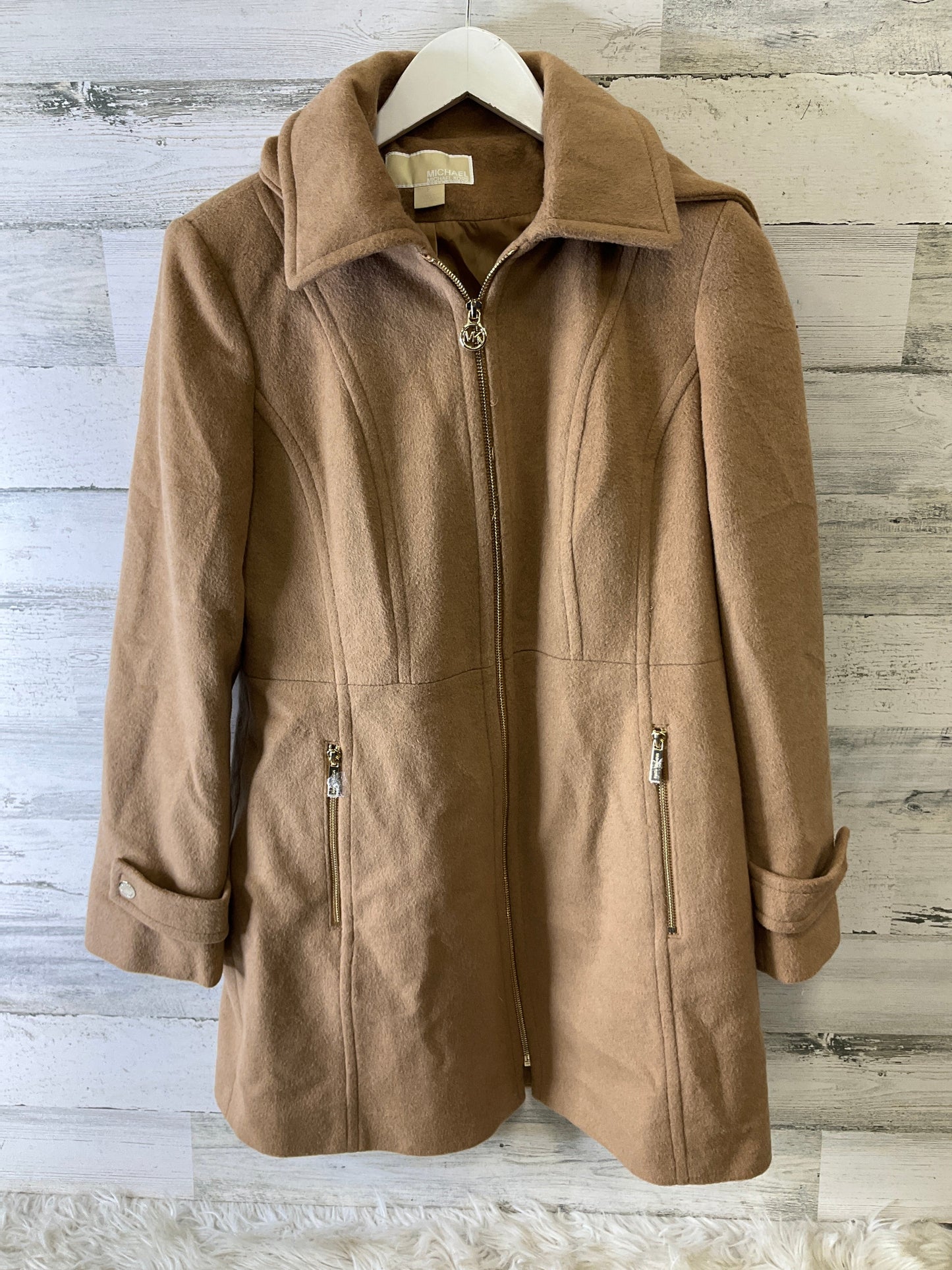 Coat Wool By Michael By Michael Kors In Tan, Size: S