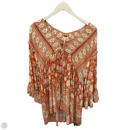 Top 3/4 Sleeve By Free People In Orange, Size: Xs