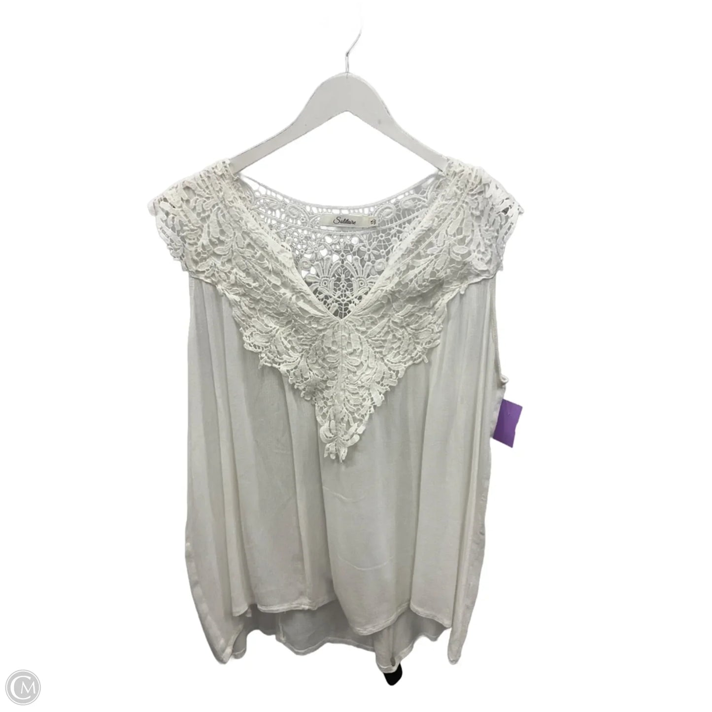 Top Short Sleeve By Solitaire In White, Size: 1x