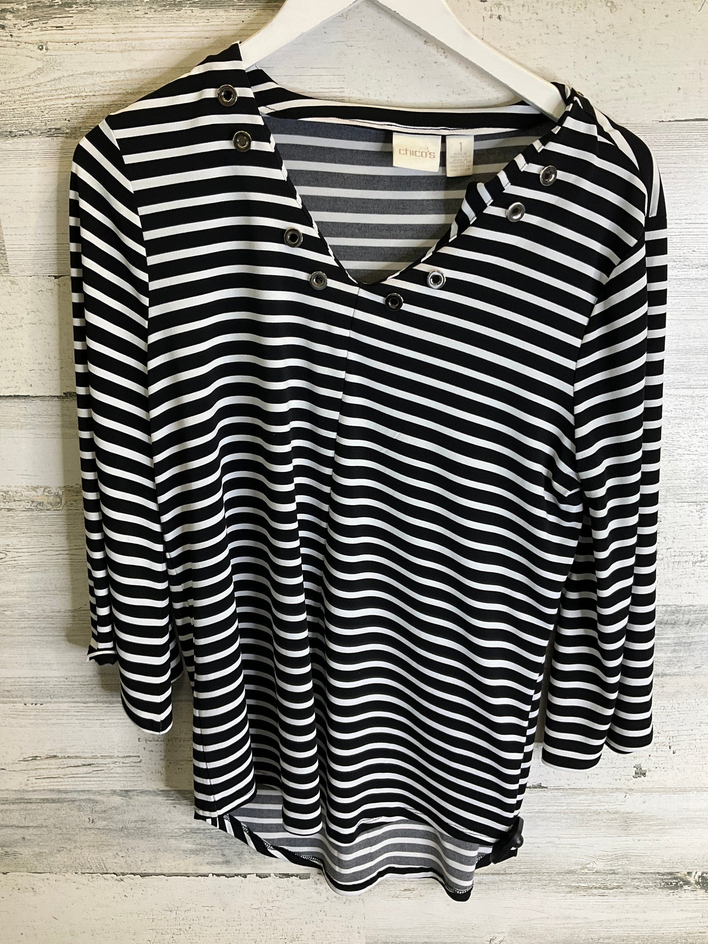 Top 3/4 Sleeve By Chicos In Black, Size: M