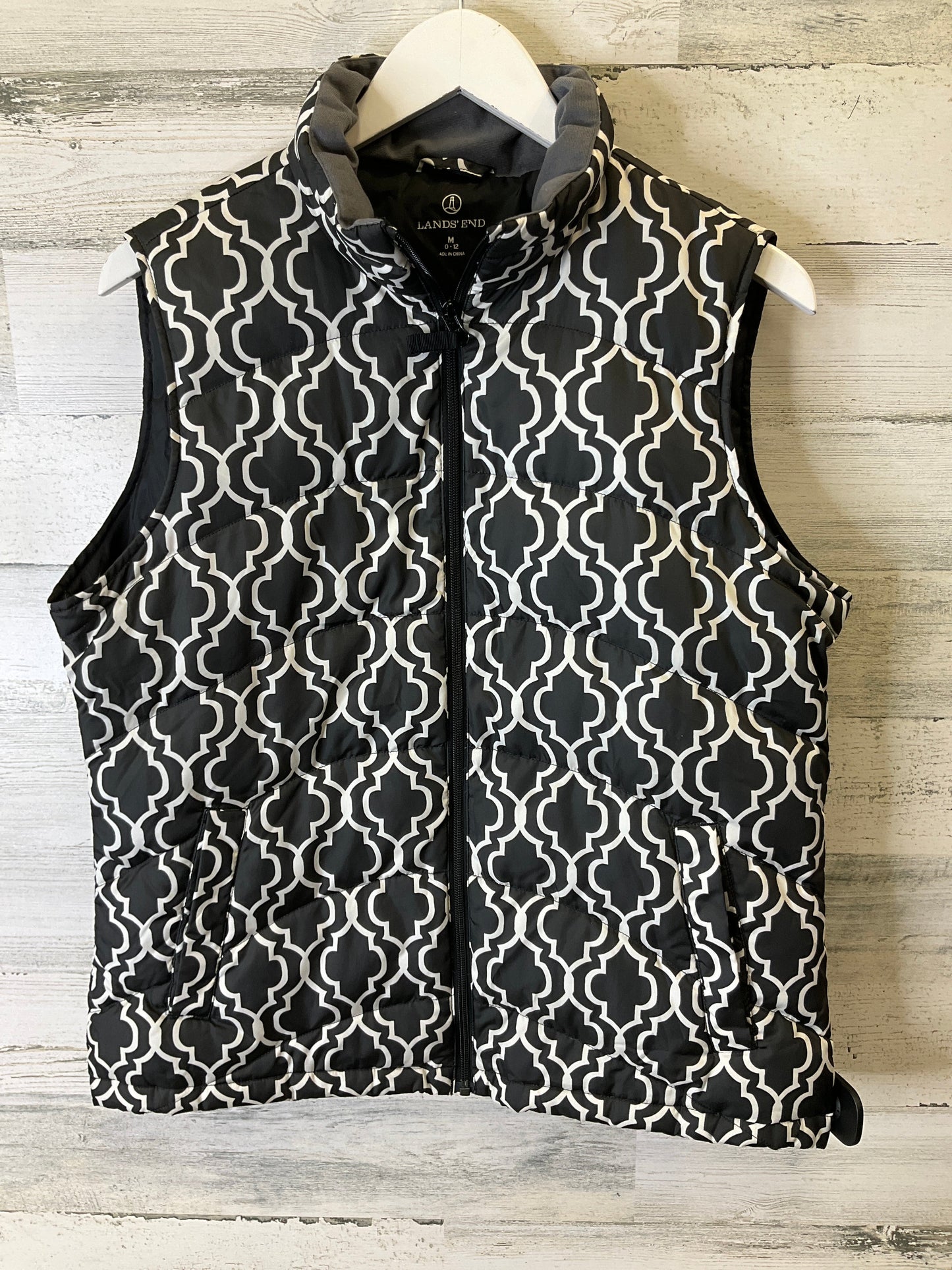 Vest Puffer & Quilted By Lands End In Black White, Size: M