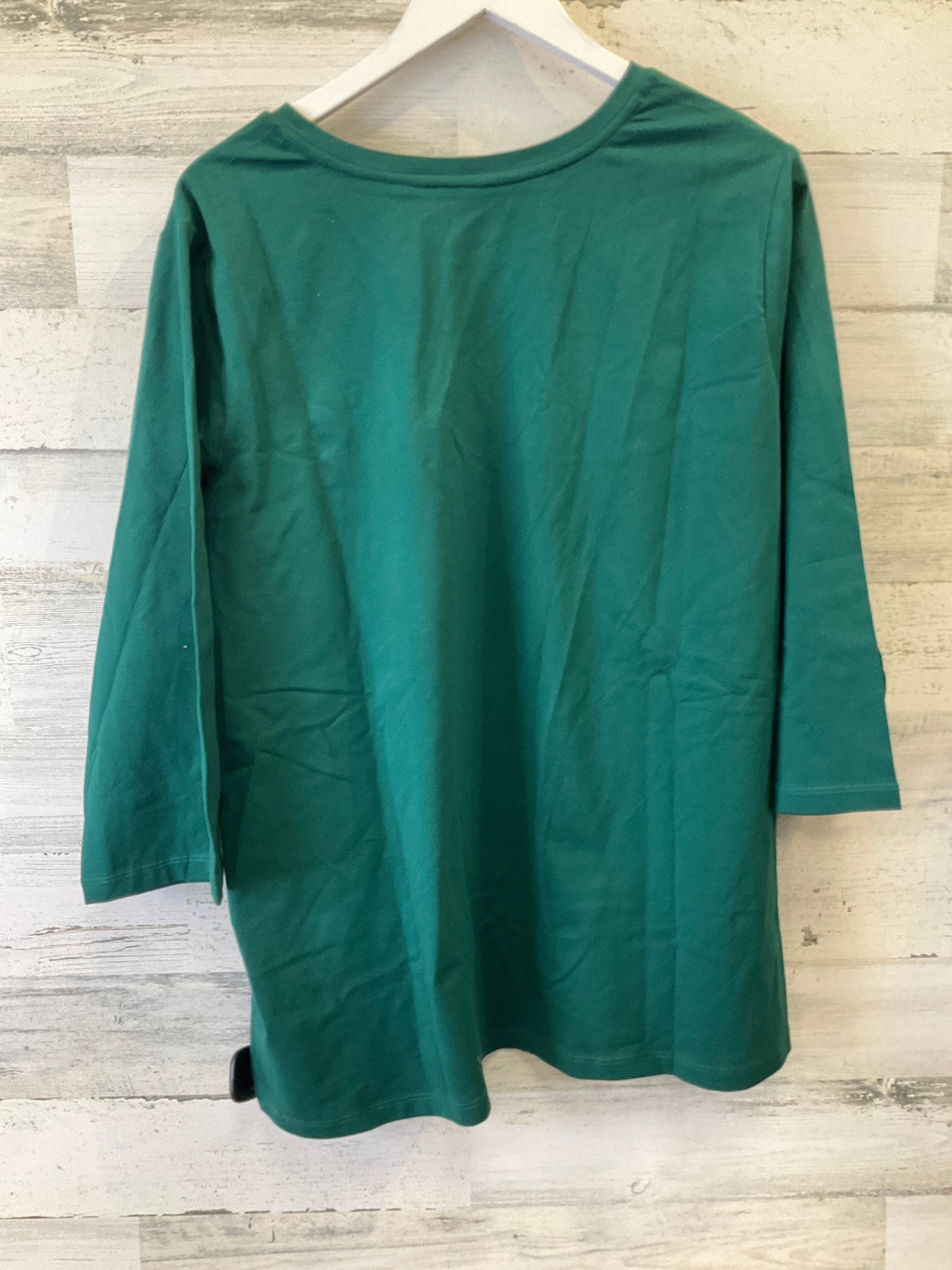 Green Top 3/4 Sleeve Denim And Company, Size 2x