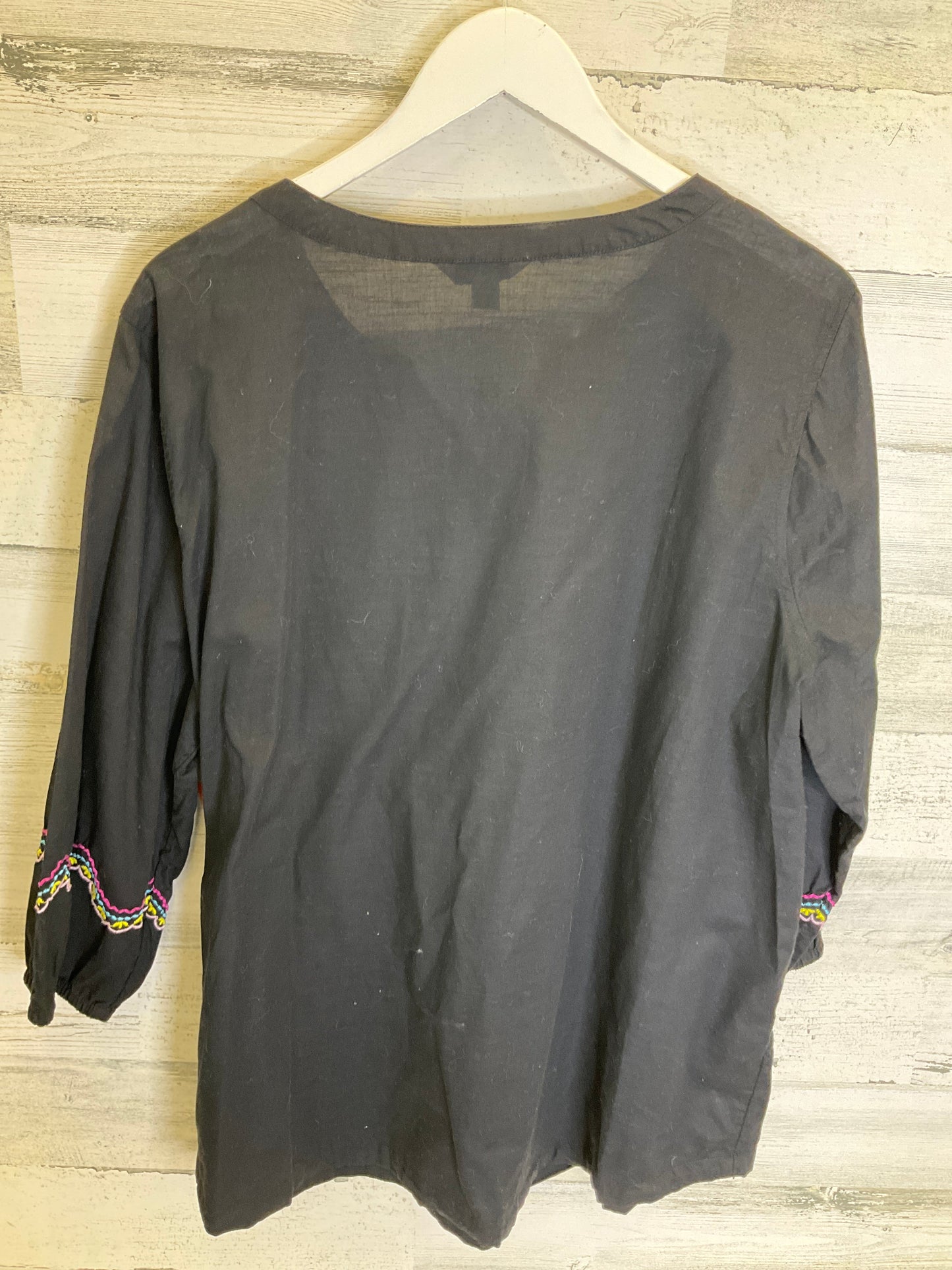 Top 3/4 Sleeve By Croft And Barrow In Black, Size: 1x