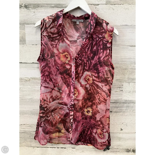 Blouse Sleeveless By Guess In Pink, Size: M