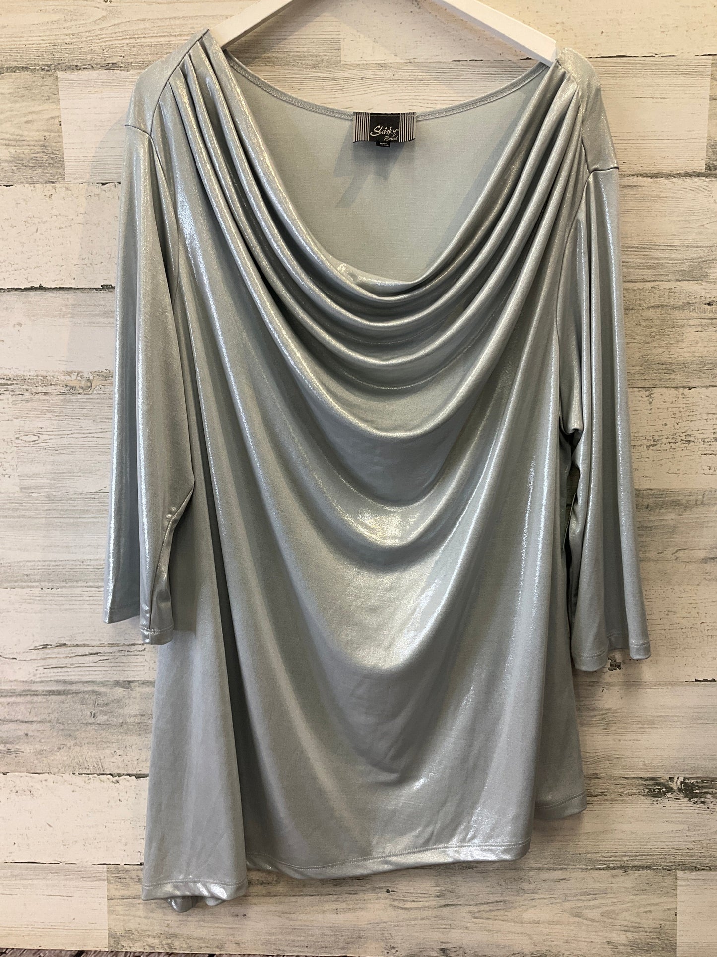 Silver Tunic 3/4 Sleeve Slinky Brand, Size 2x