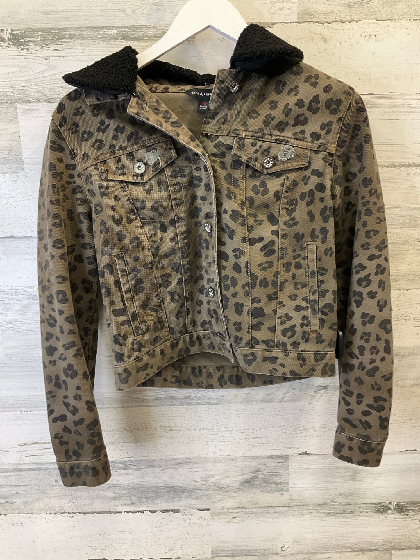 Jacket Denim By Rock And Republic In Animal Print, Size: Xs