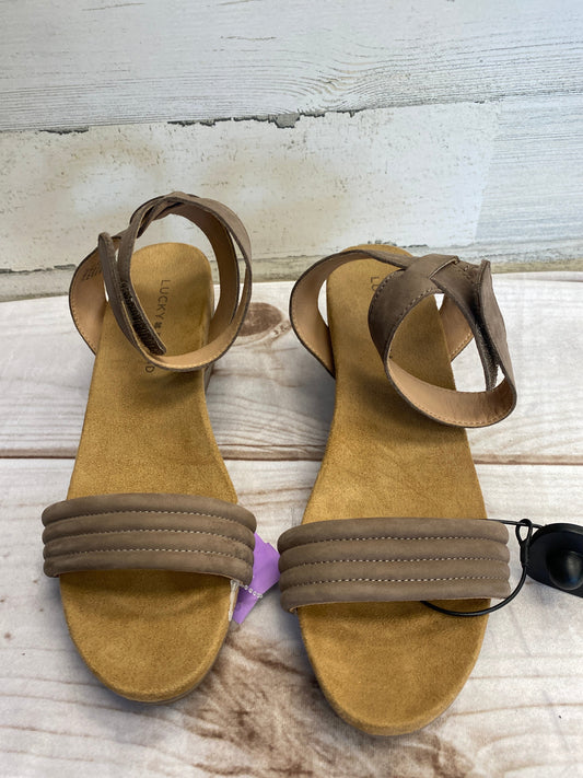 Taupe Sandals Heels Wedge Lucky Brand, Size 8