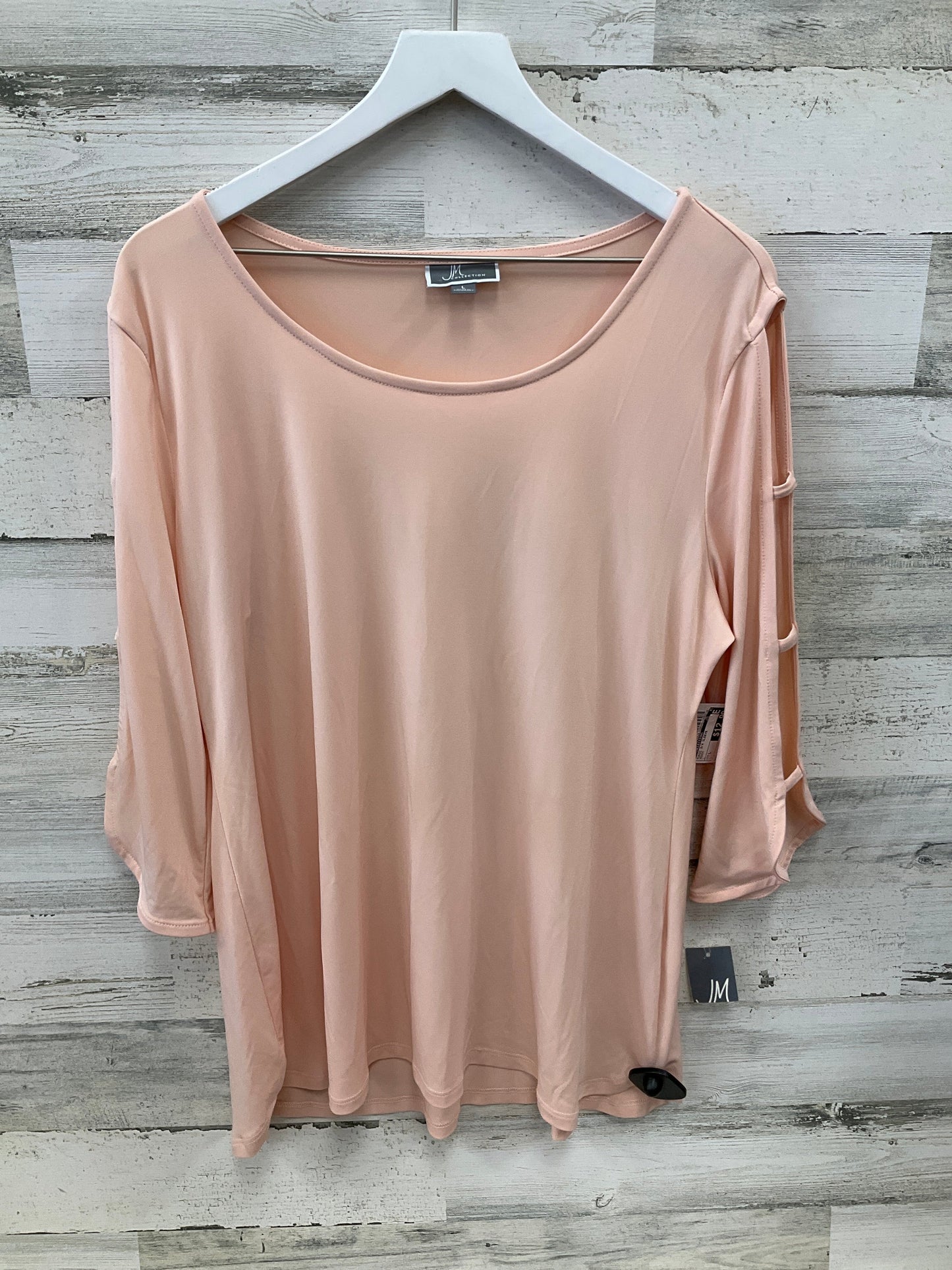 Tunic 3/4 Sleeve By Jm Collections In Peach, Size: L