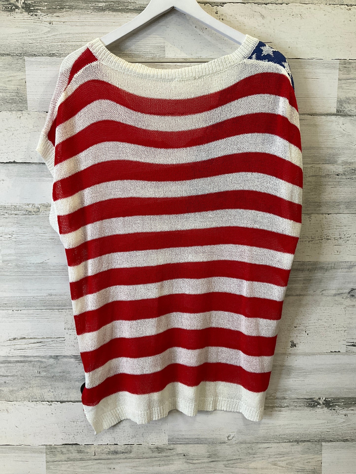 Blue & Red & White Sweater Short Sleeve Bibi, Size Xl