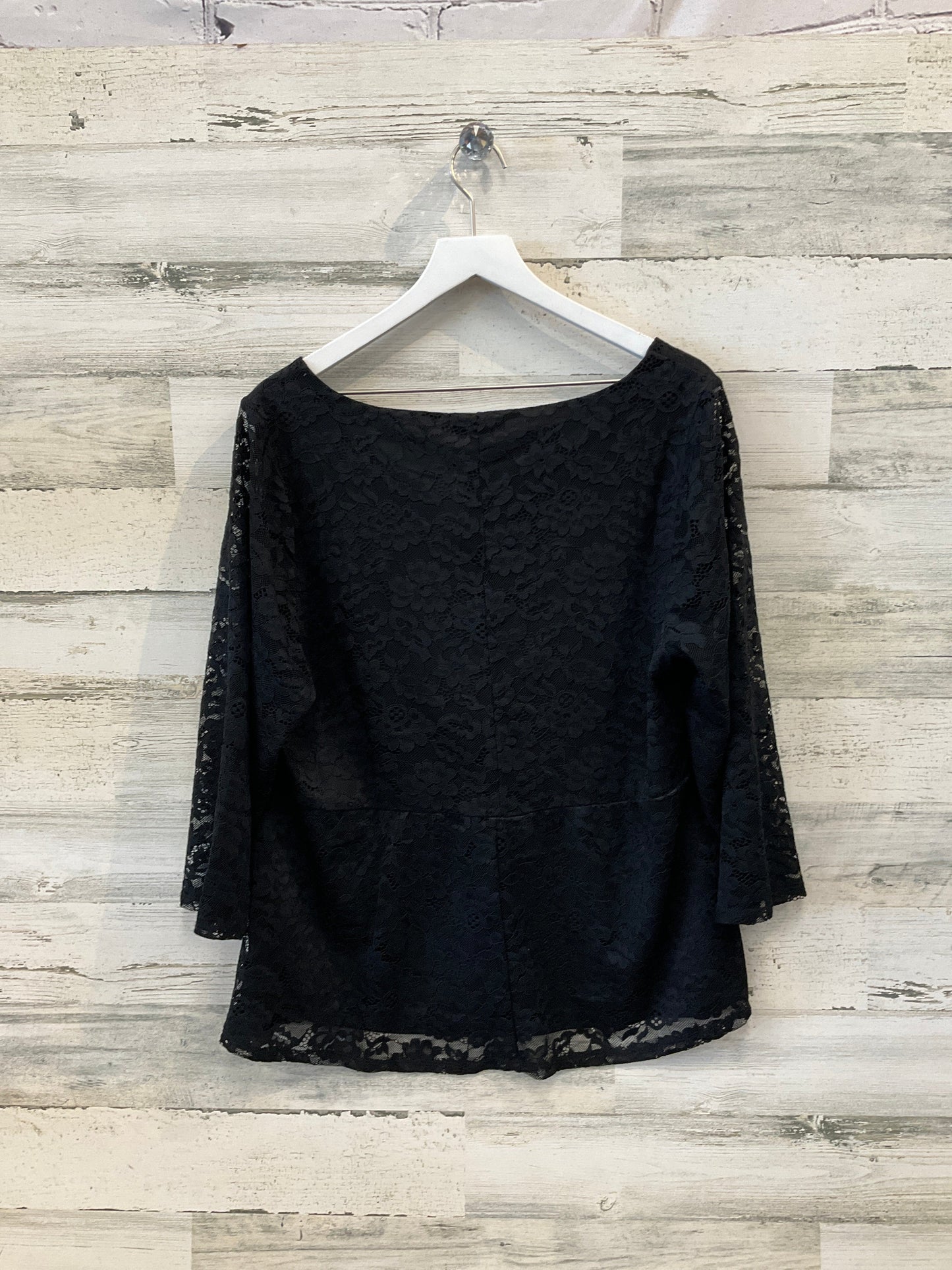 Blouse 3/4 Sleeve By Lane Bryant In Black, Size: 1x