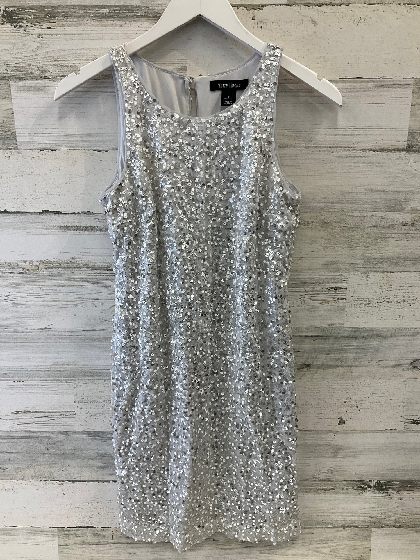 Dress Casual Midi By White House Black Market In Silver, Size: Xs