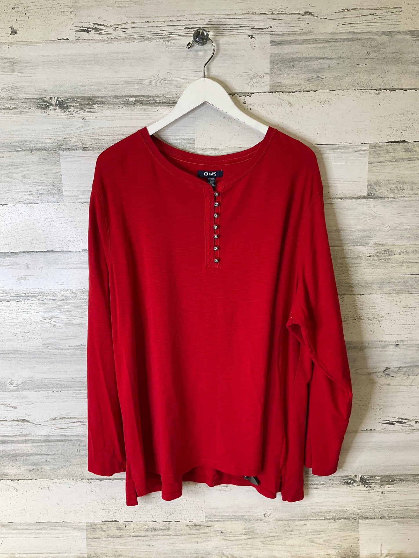 Top Long Sleeve By Chaps In Red, Size: 3x