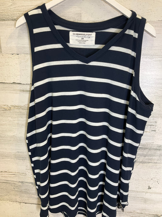 Blue & White Tank Top Clothes Mentor, Size 2x