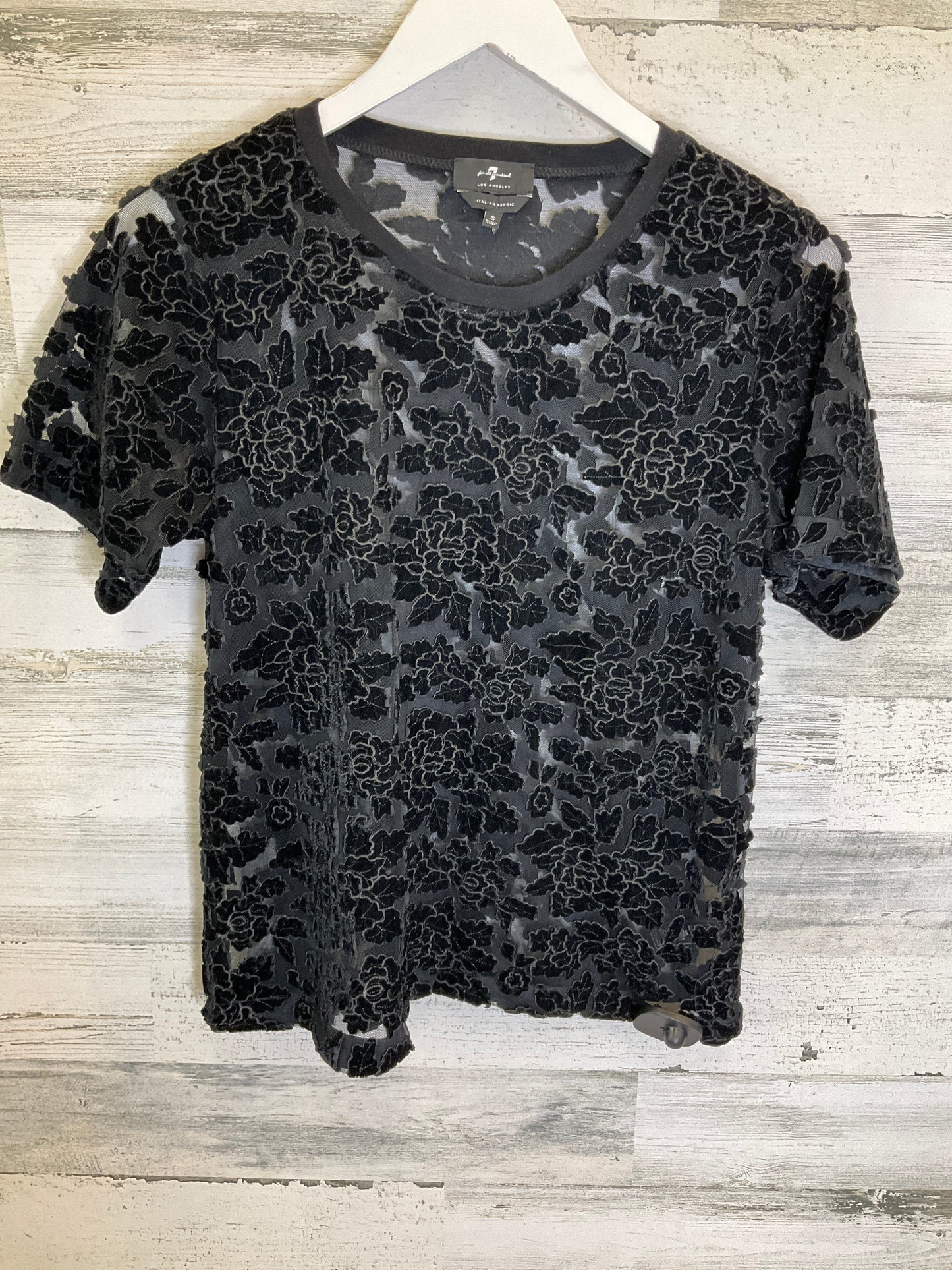 Black Blouse Short Sleeve 7 For All Mankind, Size S