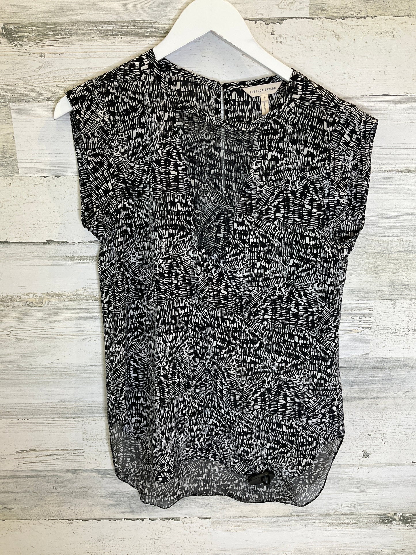 Black & White Top Short Sleeve Rebecca Taylor, Size Xs