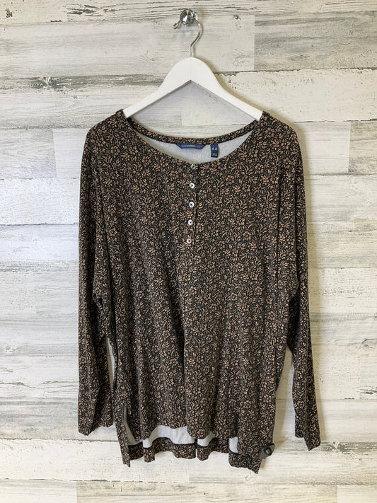 Top Long Sleeve By Isaac Mizrahi Live Qvc In Brown, Size: 3x