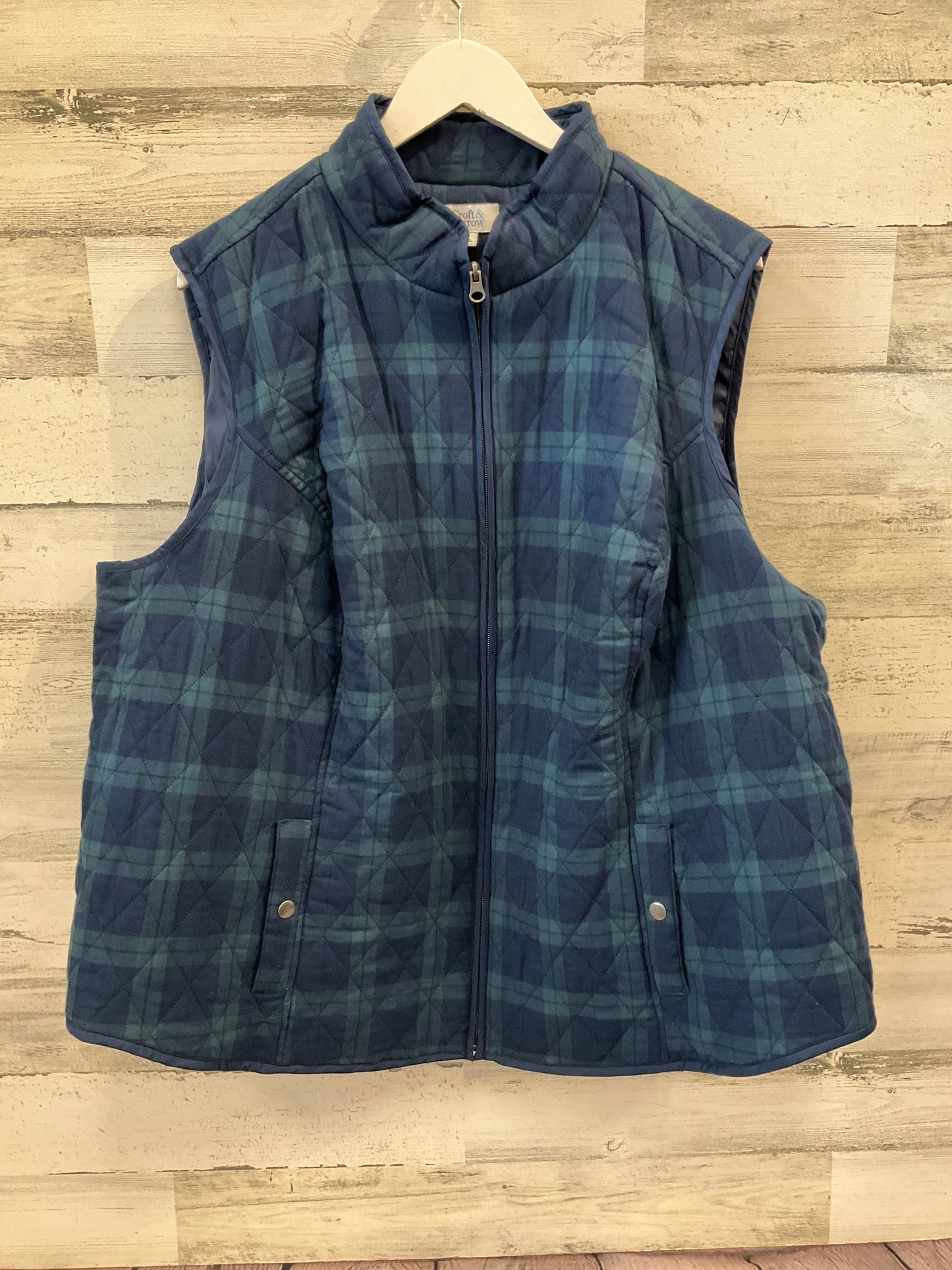 Vest Puffer & Quilted By Croft And Barrow In Blue & Green, Size: 3x