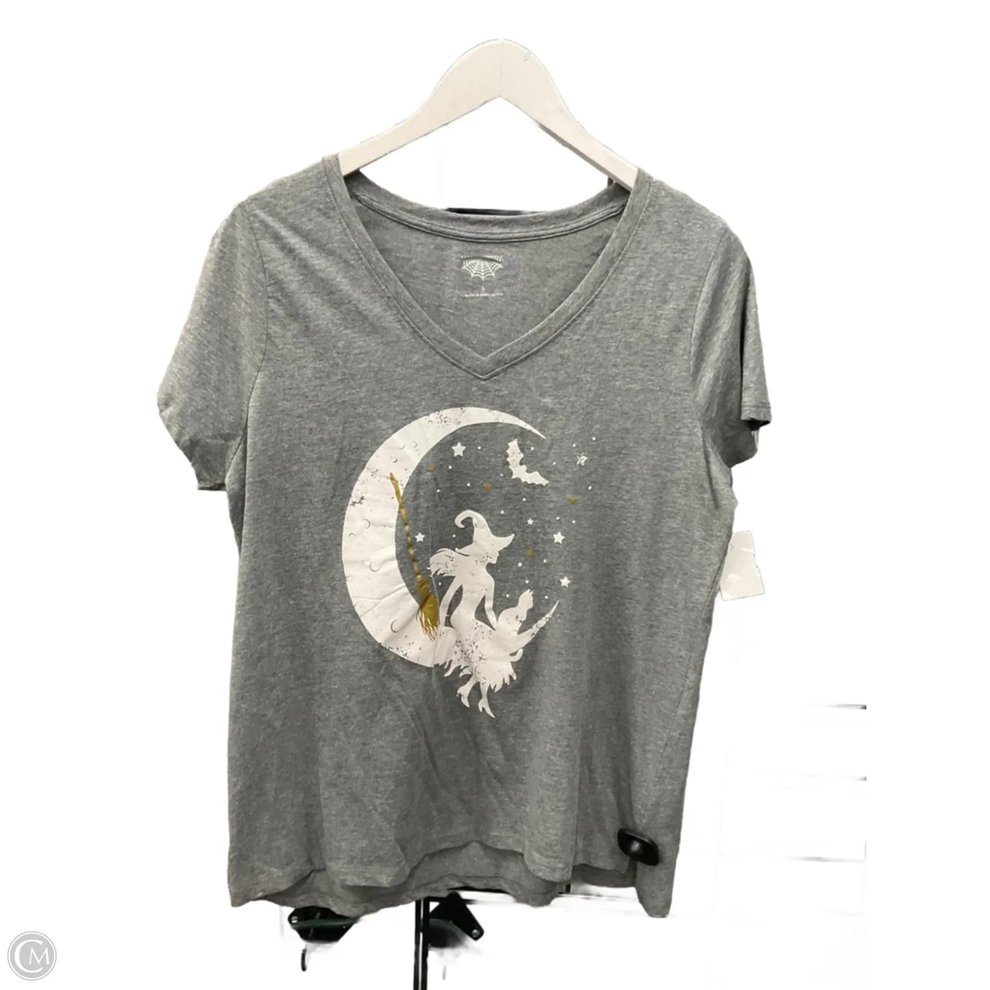 Top Short Sleeve By Cme In Grey, Size: L