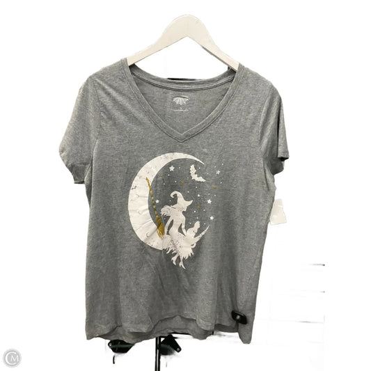 Top Short Sleeve By Cme In Grey, Size: L