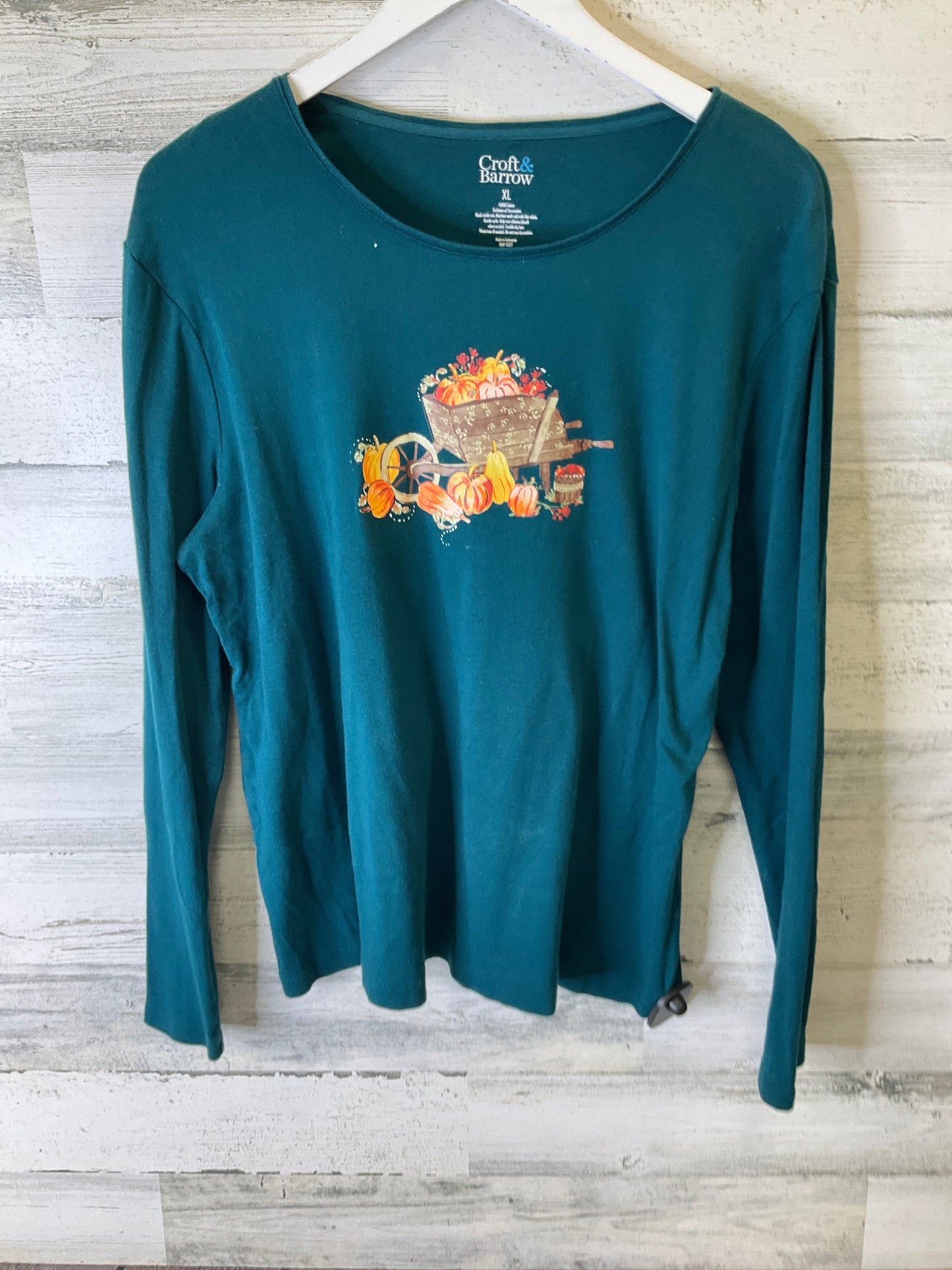 Top Long Sleeve By Croft And Barrow In Green, Size: Xl