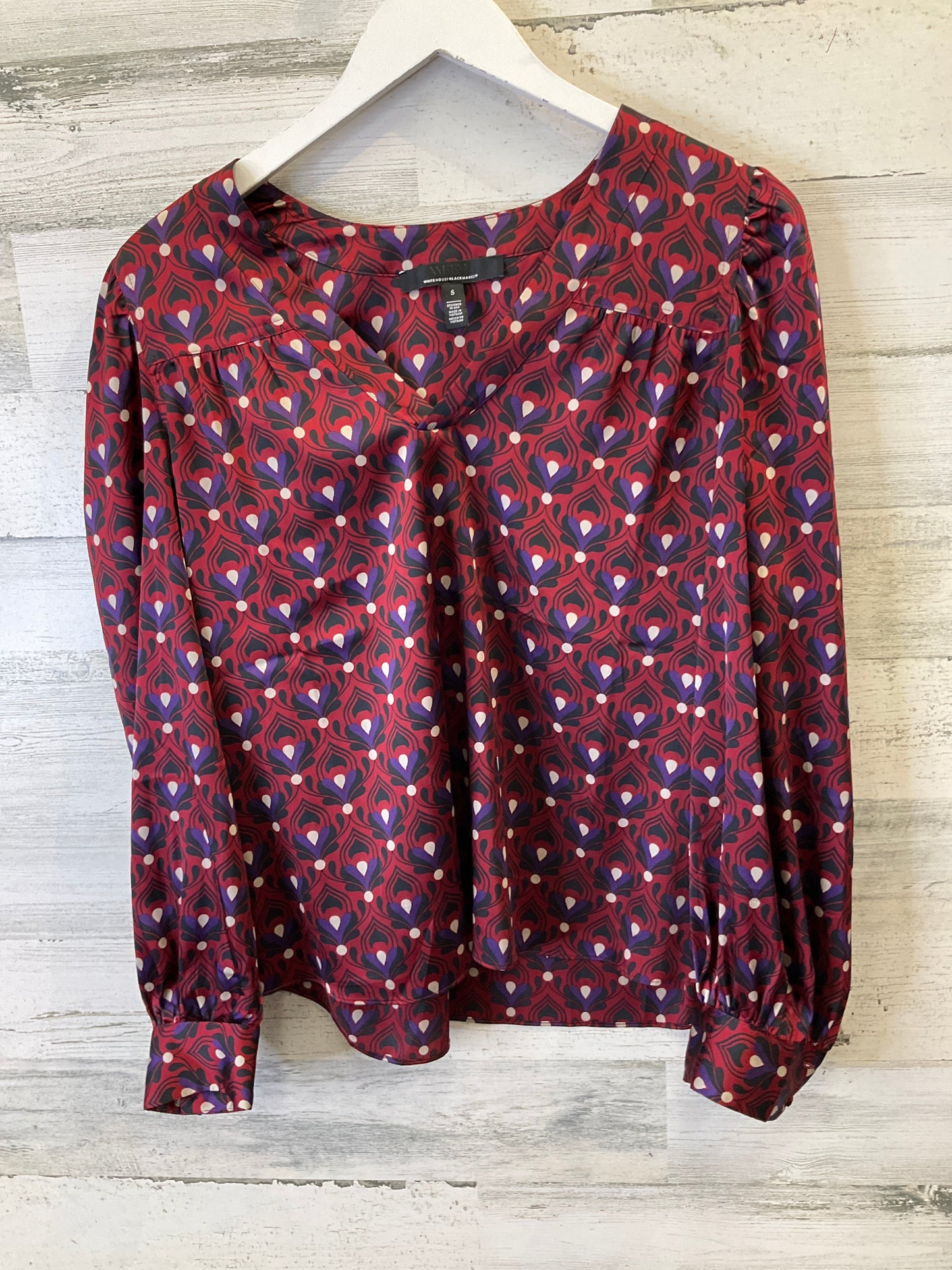 Blouse Long Sleeve By White House Black Market In Red, Size: S