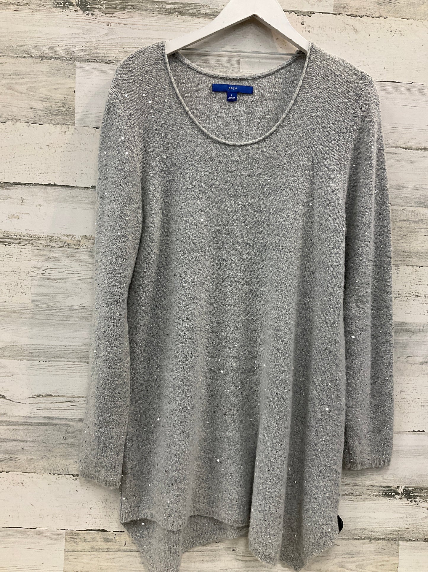 Sweater By Apt 9 In Silver, Size: L