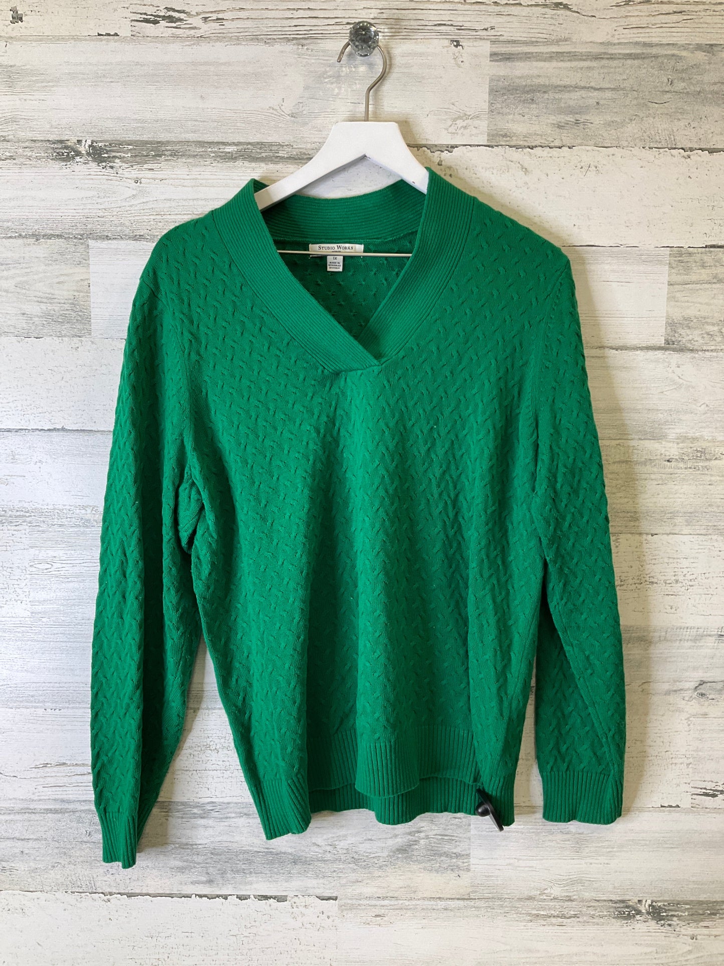 Sweater By Studio Works In Green, Size: 1x