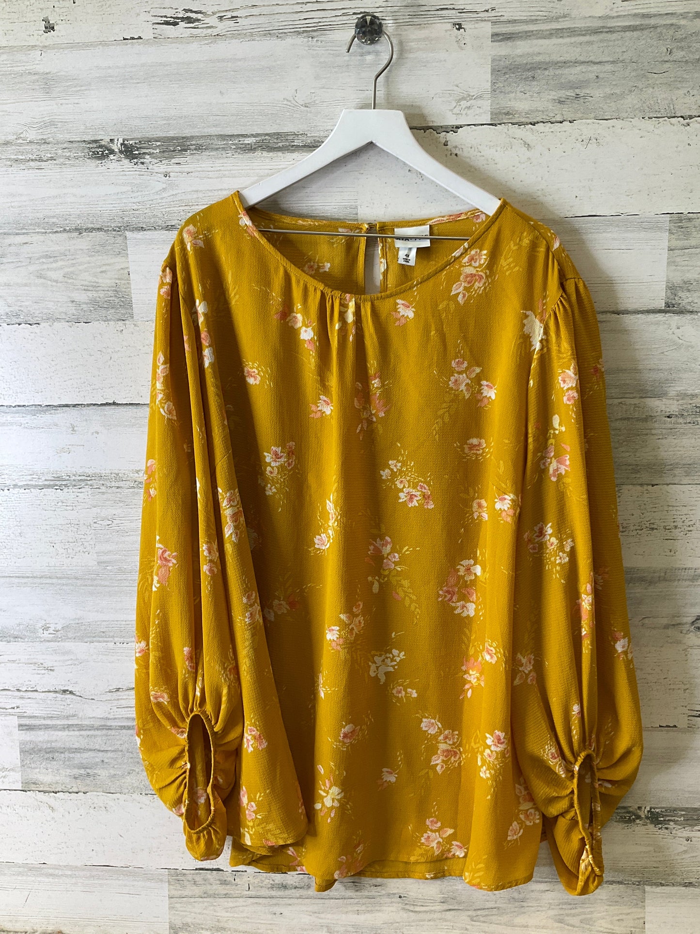 Blouse 3/4 Sleeve By Ava & Viv In Yellow, Size: 4x