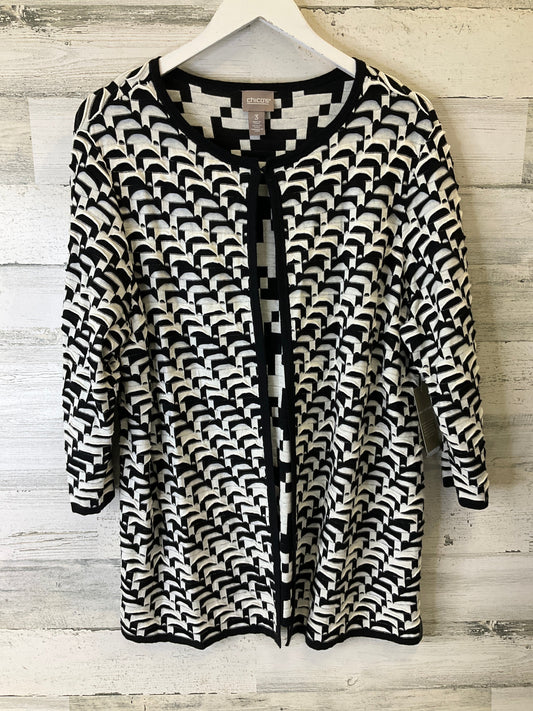 Cardigan By Chicos In Black & White, Size: Xl