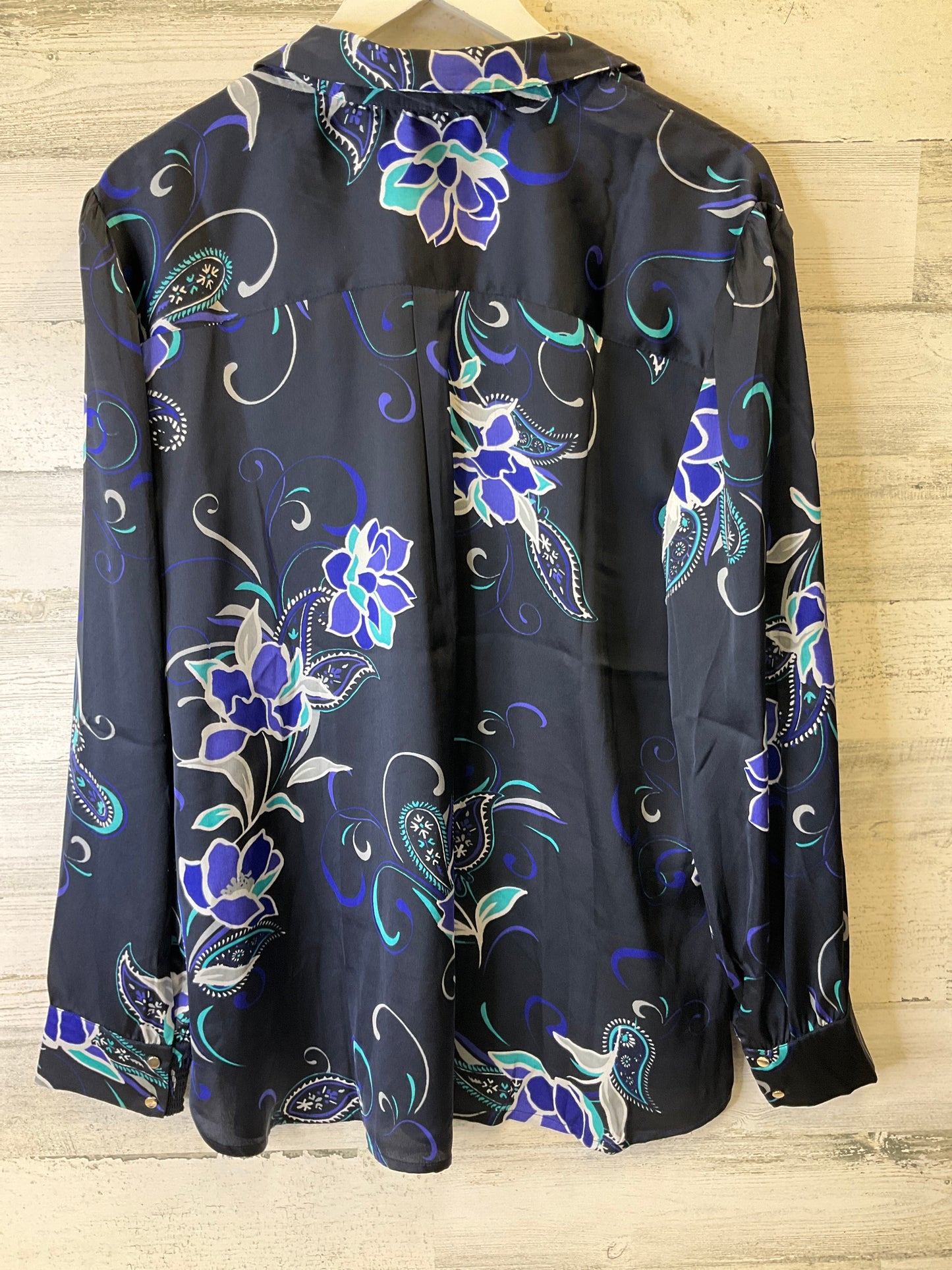 Blouse Long Sleeve By Chicos In Blue & Purple, Size: Xl