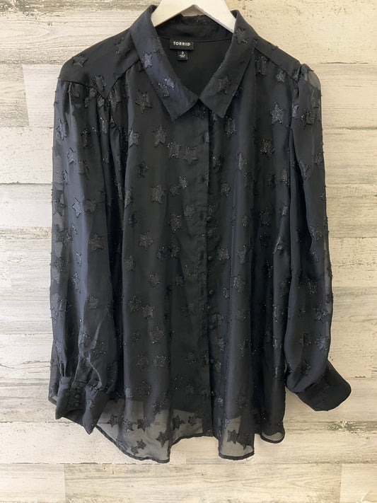 Blouse Long Sleeve By Torrid In Black, Size: 3x