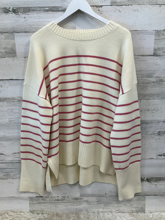 Sweater By Cme In Cream & Pink, Size: 2x