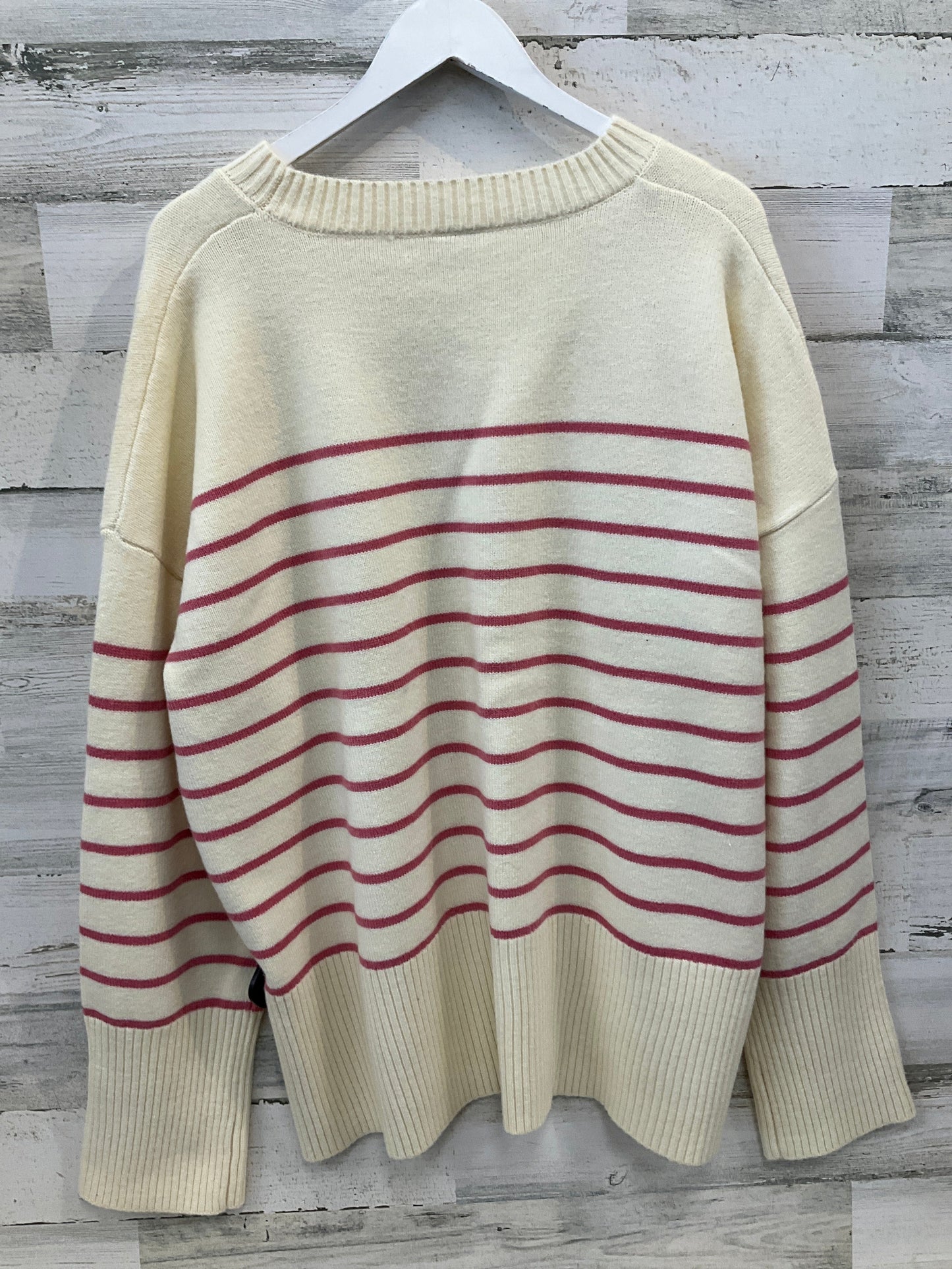 Sweater By Cme In Cream & Pink, Size: 2x