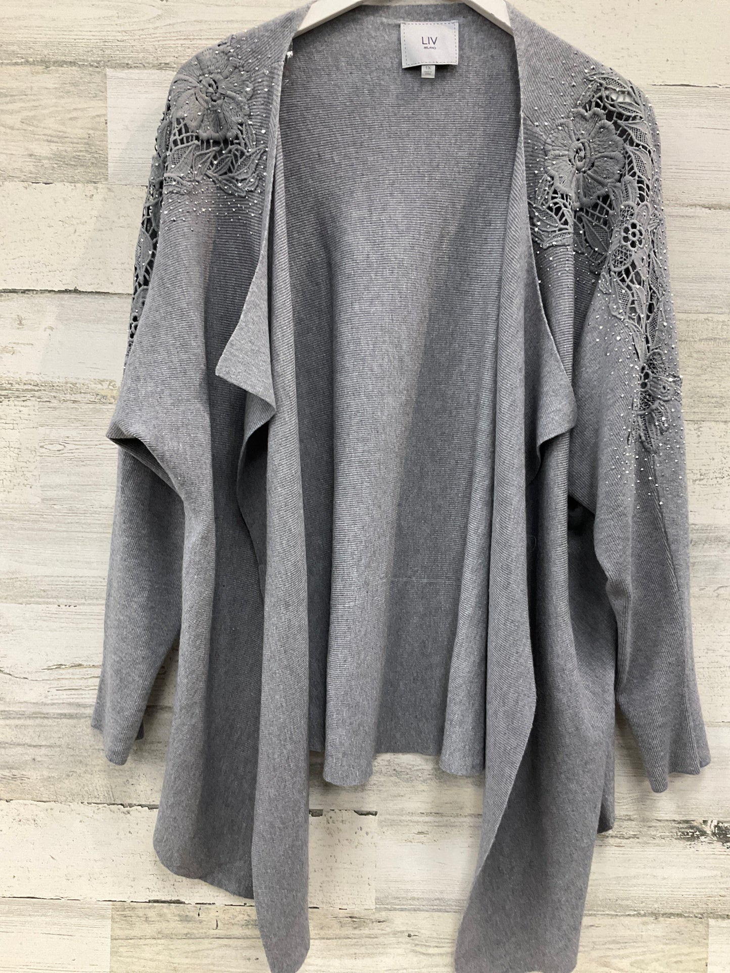 Sweater Cardigan By Clothes Mentor In Grey, Size: 1x