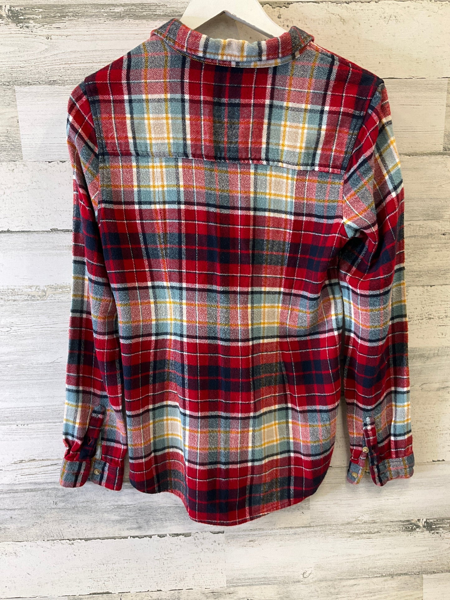 Top Long Sleeve By American Eagle In Plaid Pattern, Size: M