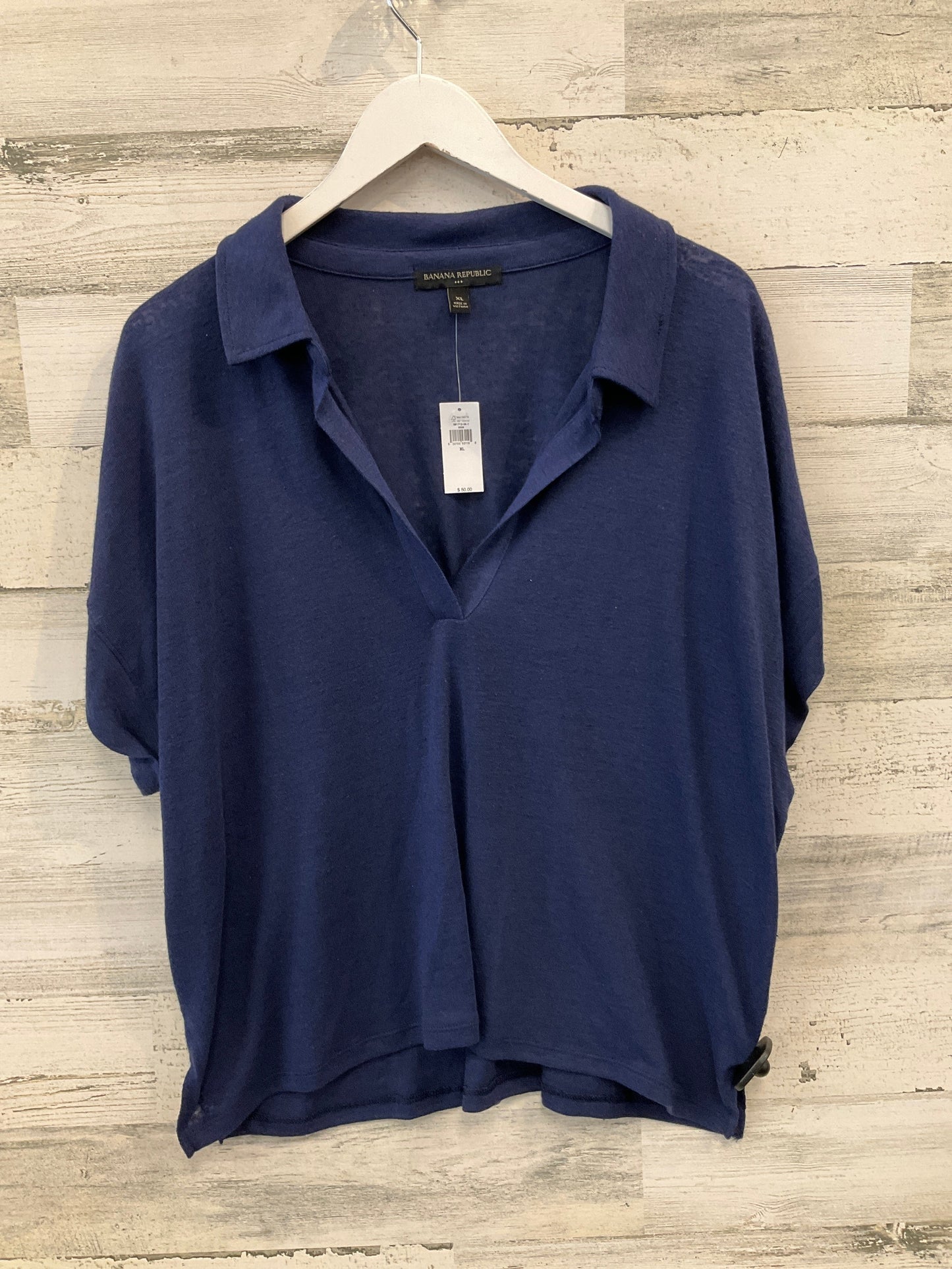 Top Short Sleeve By Banana Republic In Navy, Size: Xl