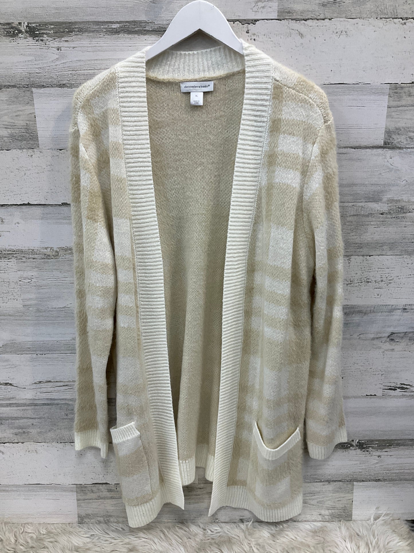 Sweater Cardigan By Christopher And Banks In Cream, Size: Xl