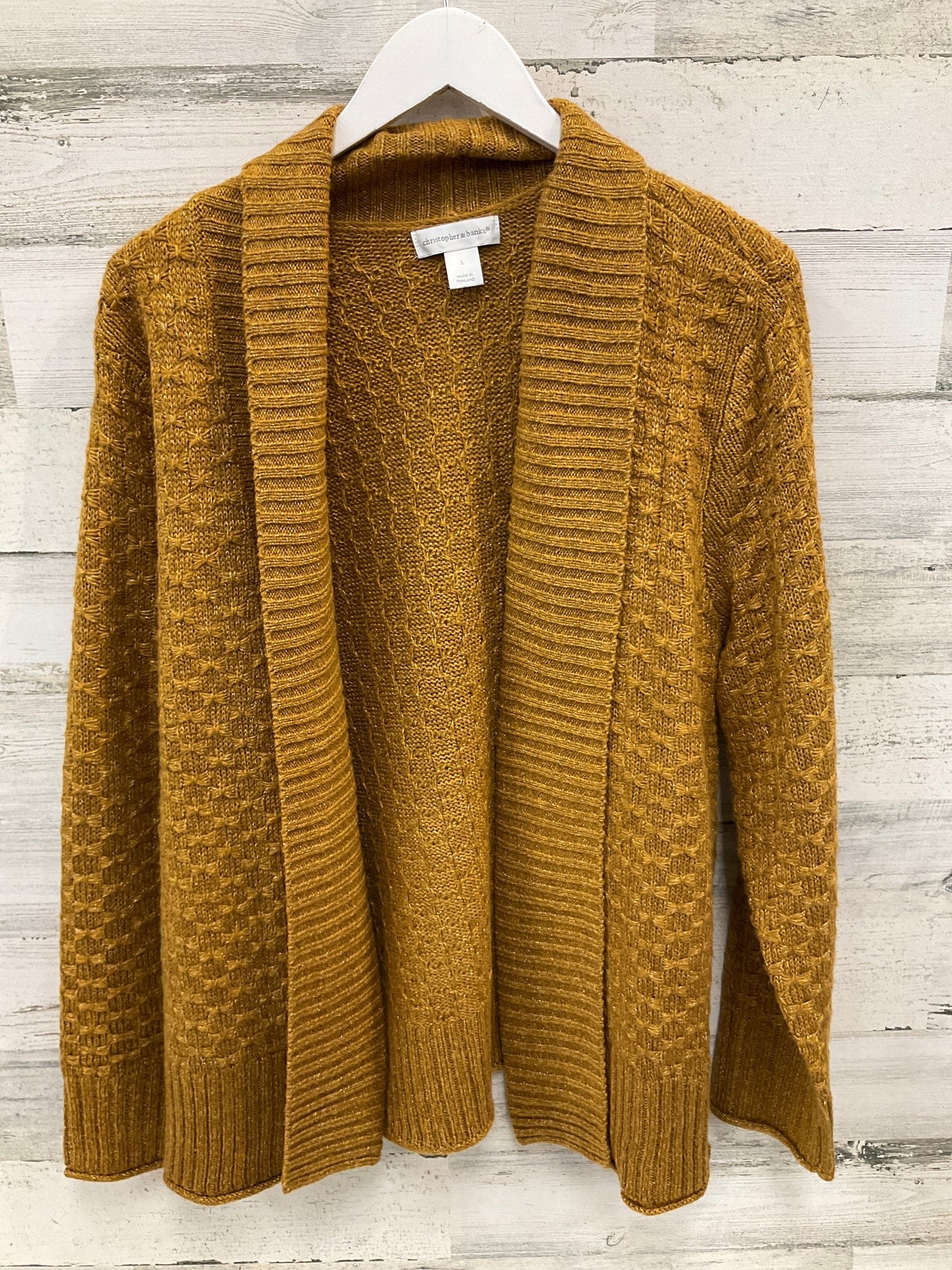 Sweater Cardigan By Christopher And Banks In Yellow, Size: L