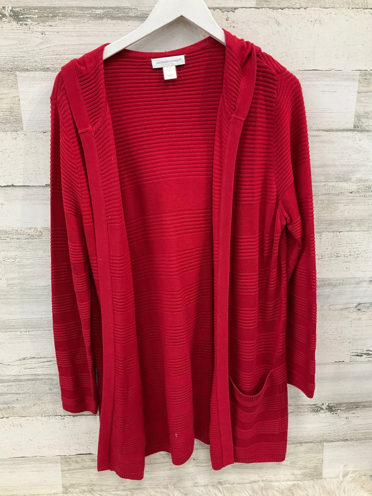 Sweater Cardigan By Christopher And Banks In Red, Size: L