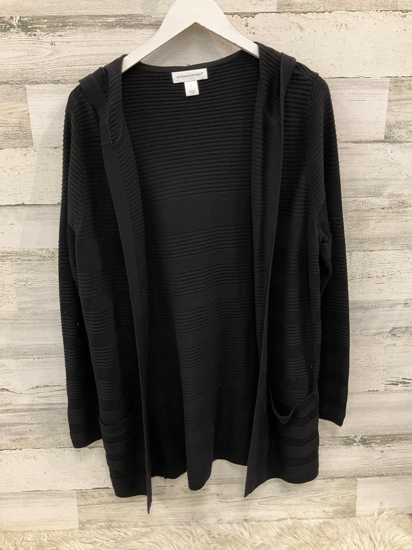 Sweater Cardigan By Christopher And Banks In Black, Size: L