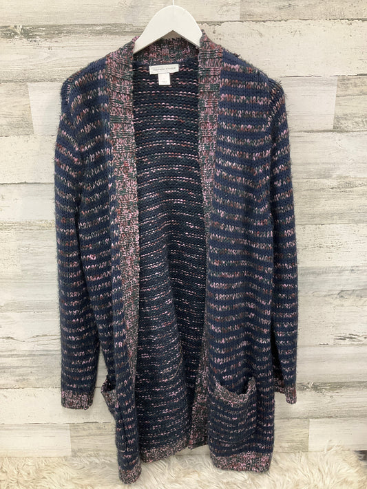 Sweater Cardigan By Christopher And Banks In Blue & Purple, Size: L