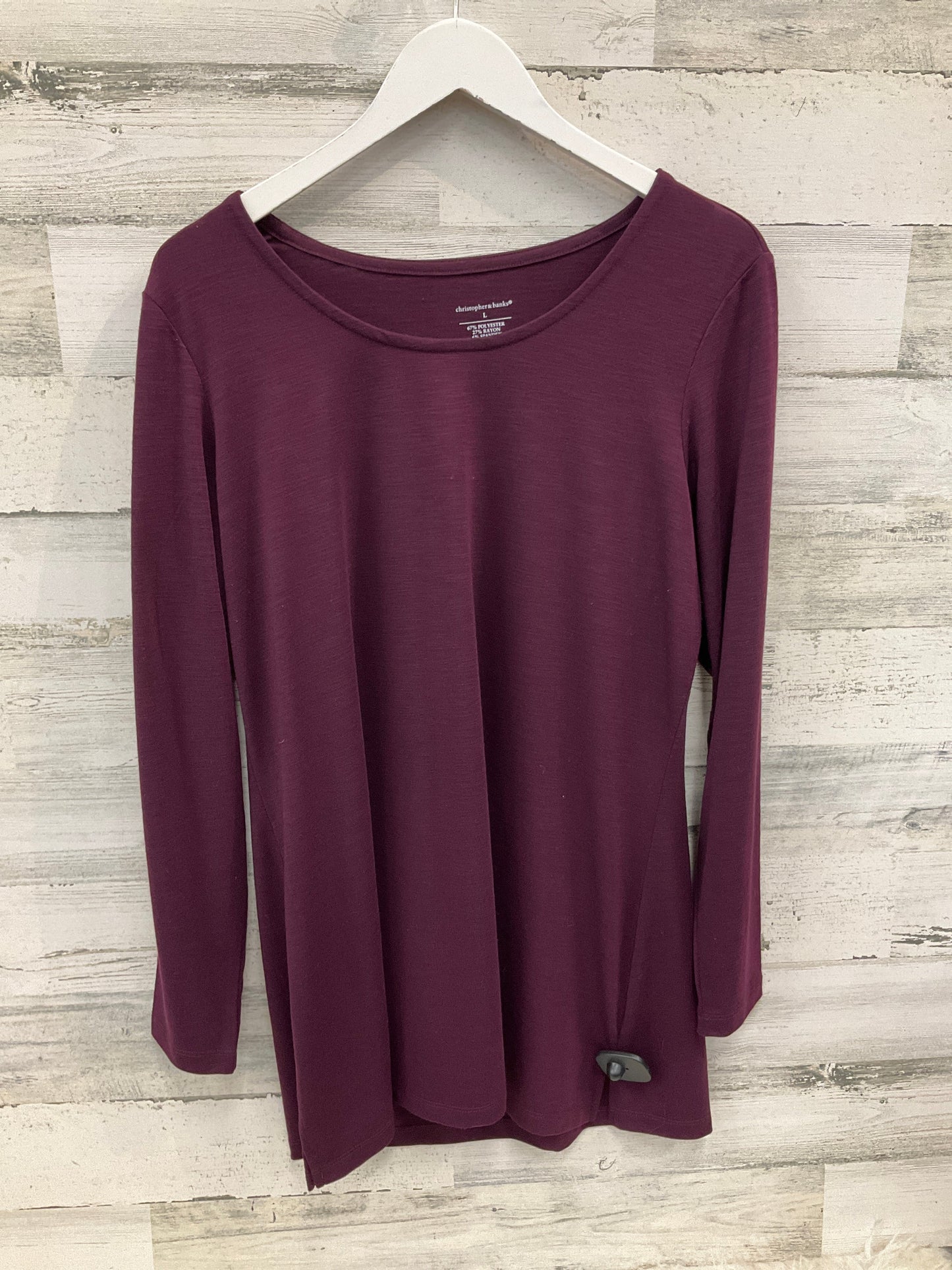 Tunic Long Sleeve By Christopher And Banks In Purple, Size: L