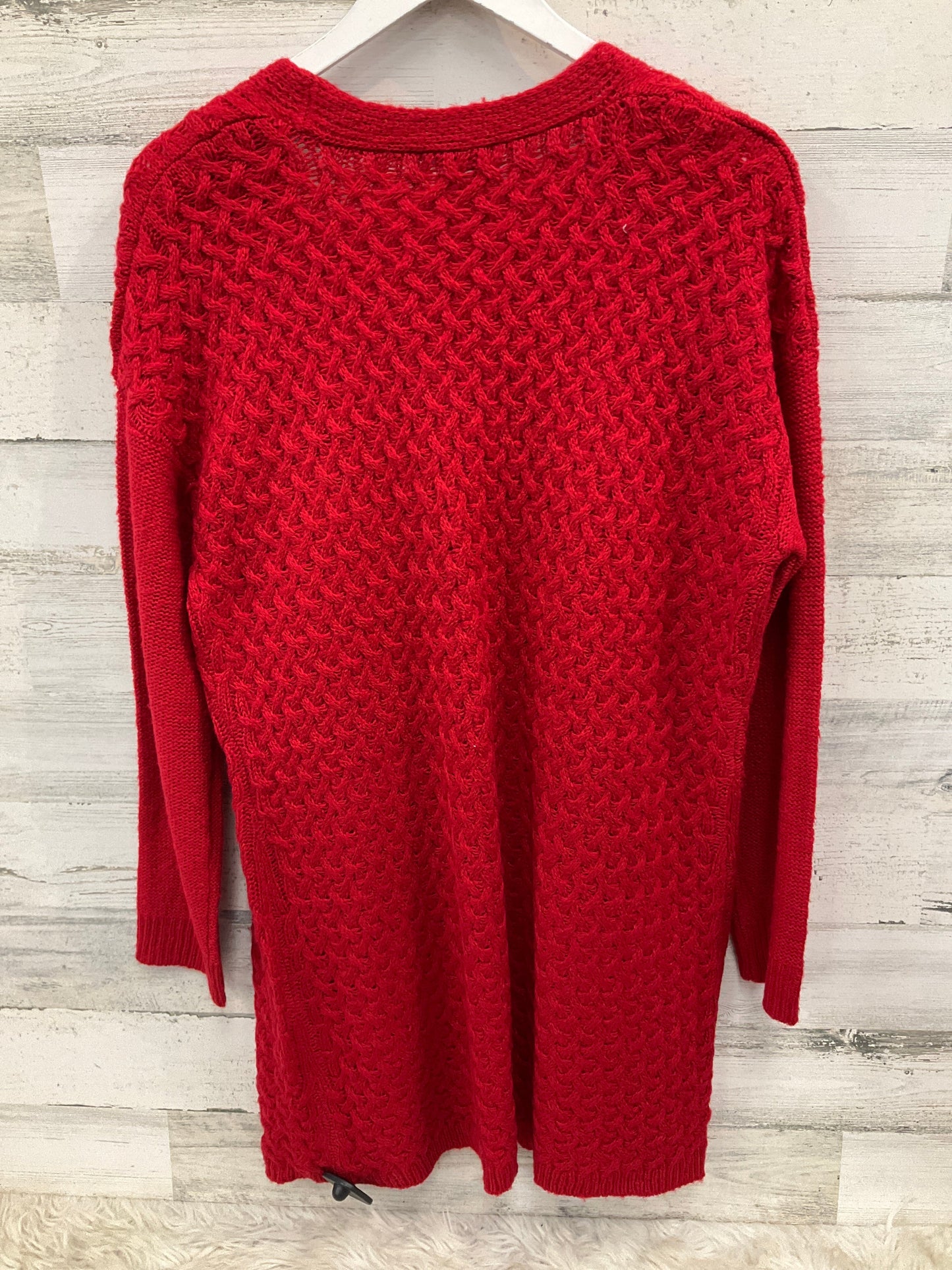 Sweater Cardigan By Clothes Mentor In Red, Size: L