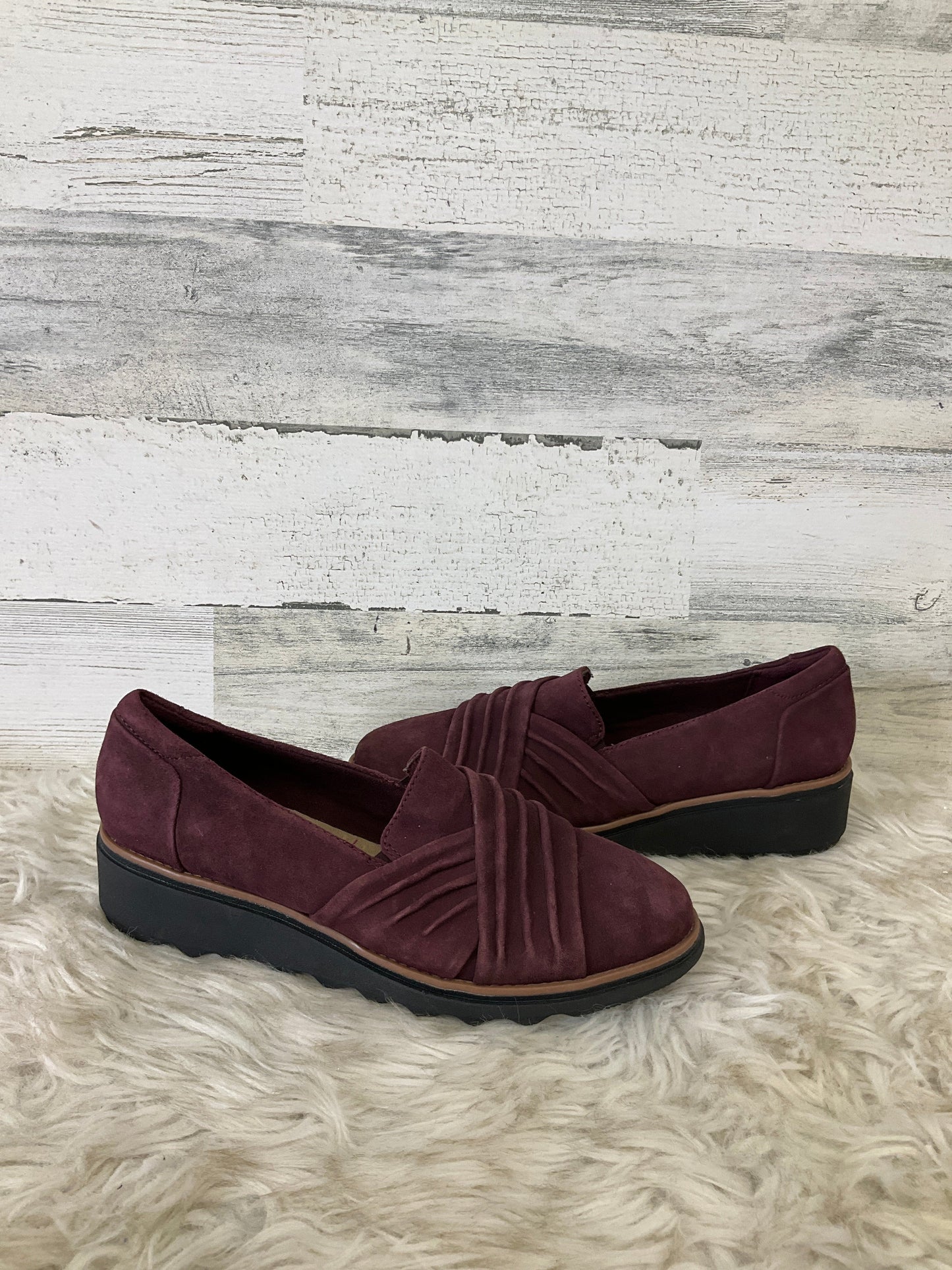 Shoes Heels Platform By Clarks In Maroon, Size: 8