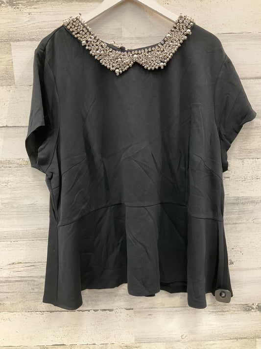 Top Short Sleeve By Carmen Marc Valvo In Black, Size: 3x