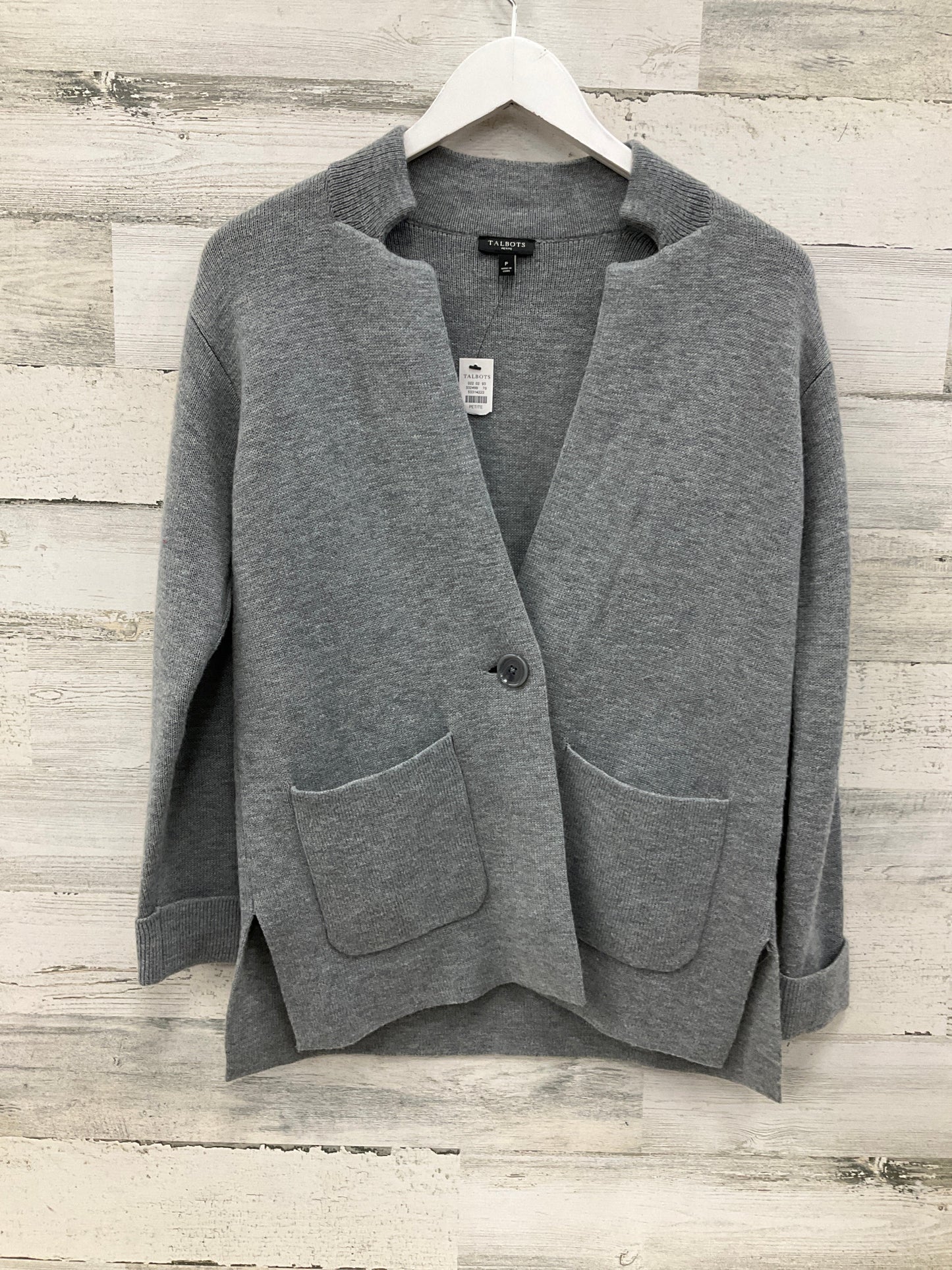 Sweater Cardigan By Talbots In Grey, Size: S