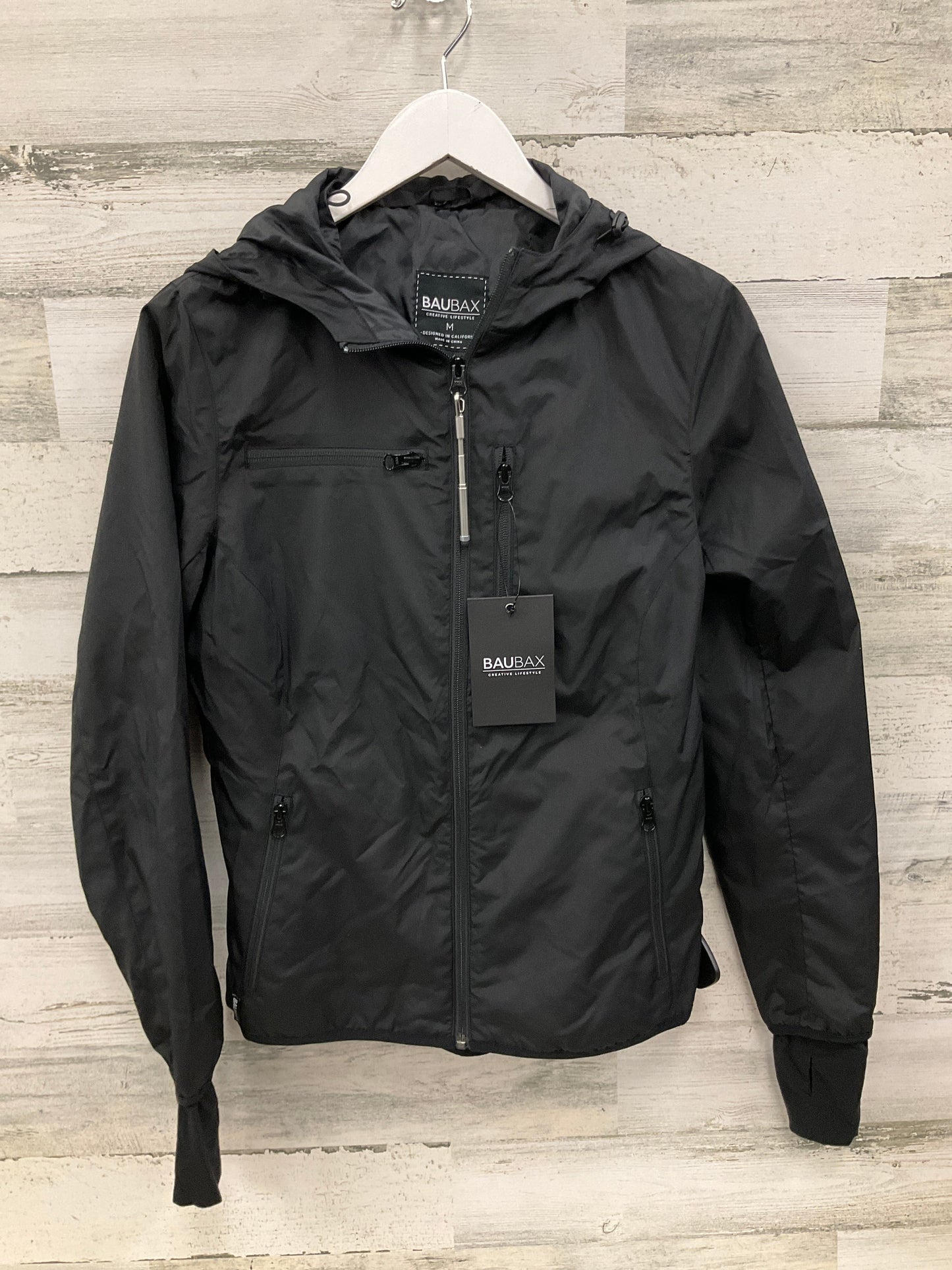 Jacket Windbreaker By Clothes Mentor In Black, Size: M